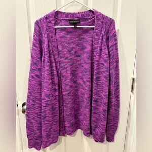 Lane Bryant 22/24 Marled Purple Open-front Cardigan Sweater